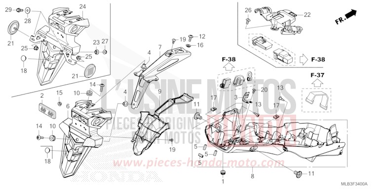 REAR FENDER for Hornet 750 MAT PEARL GLARE WHITE (NHB54) from 2025
